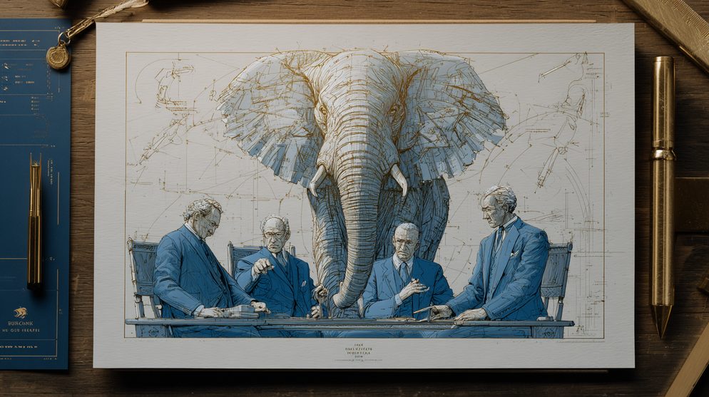 Illustration: A boardroom where executives sit around a table.