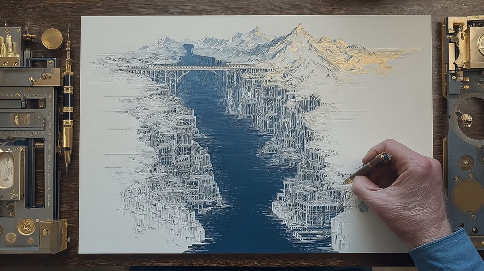 Illustration: A canyon between two cliffs.