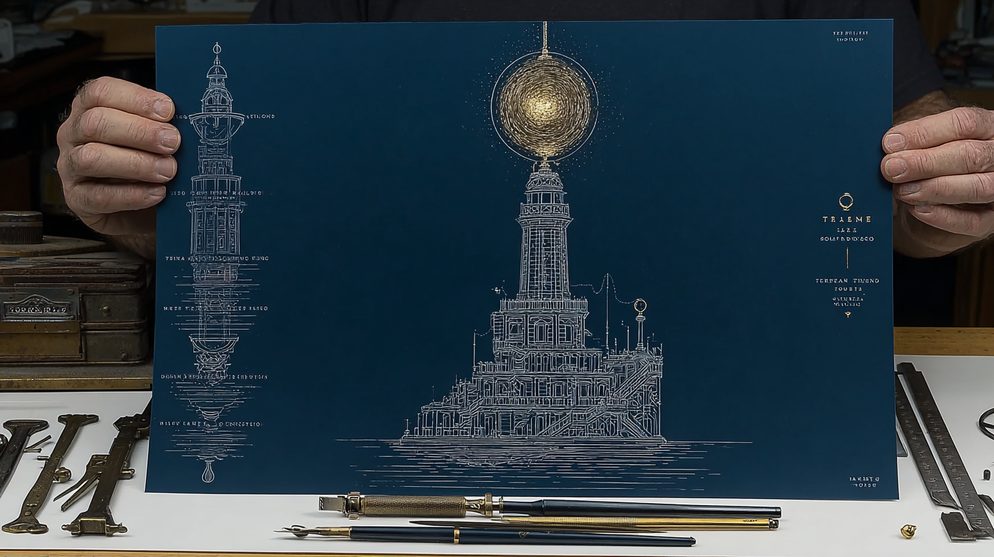 Illustration: A CEO in a high tower passing a glowing golden orb.