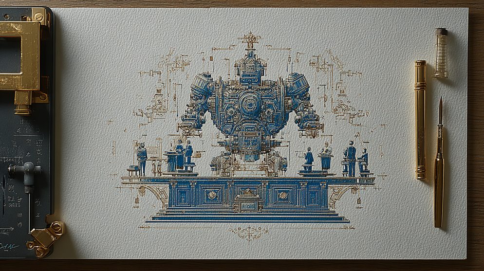 Illustration: An executive sitting across from an AI figure.