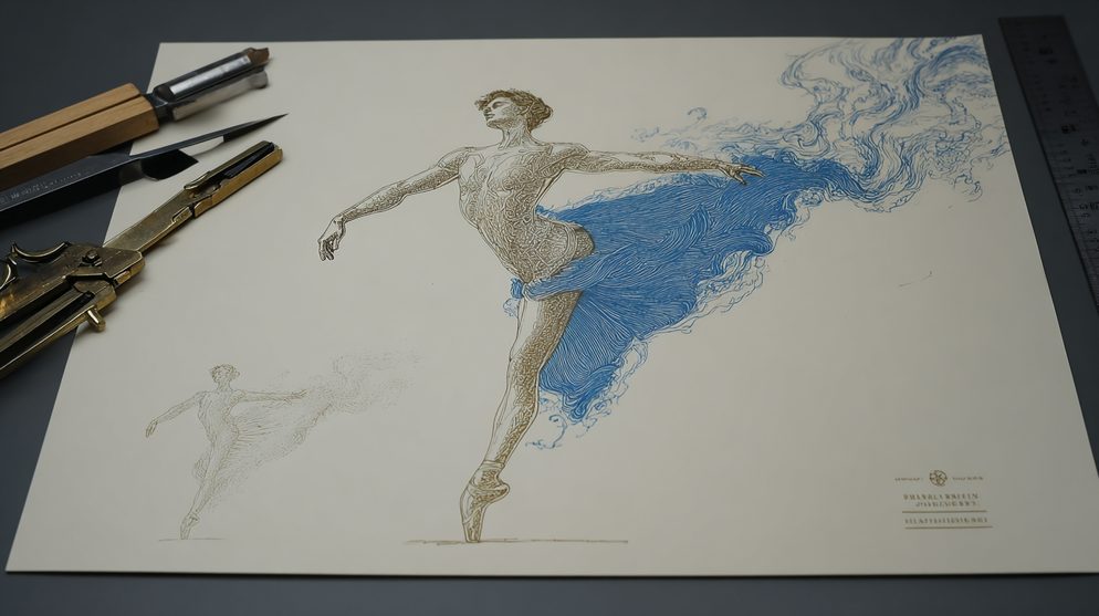 Illustration: A figure joyfully dancing with a swirling partner.