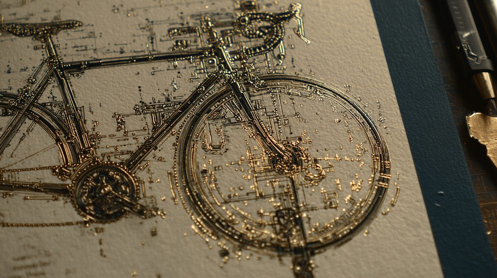 Illustration: A golden bicycle built from hundreds of tiny pieces.