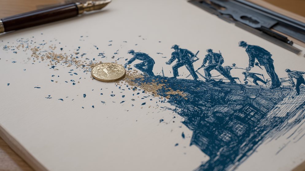 Illustration: A golden coin dissolving into thin air, hands reaching for it.