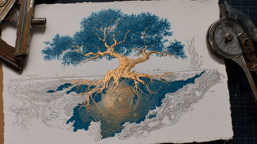 Illustration: A golden tree with rings visible showing 27 years.