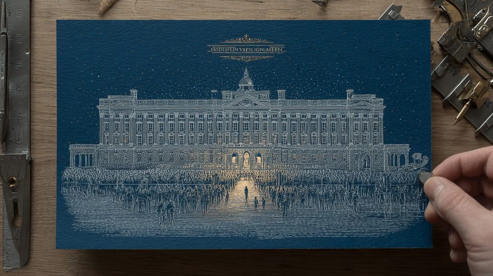 Illustration: A grand palace seen in cross-section.