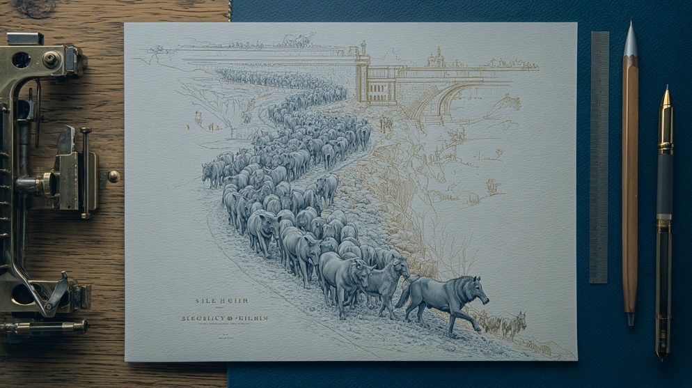 Illustration: A massive herd of different animals.