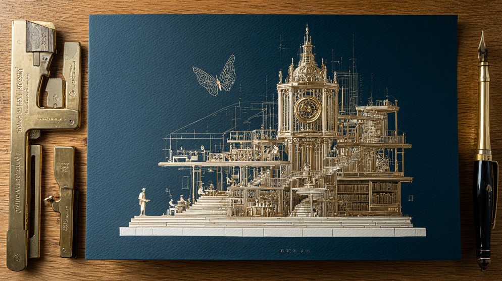 Illustration: A powerful mechanical oracle sitting imprisoned.