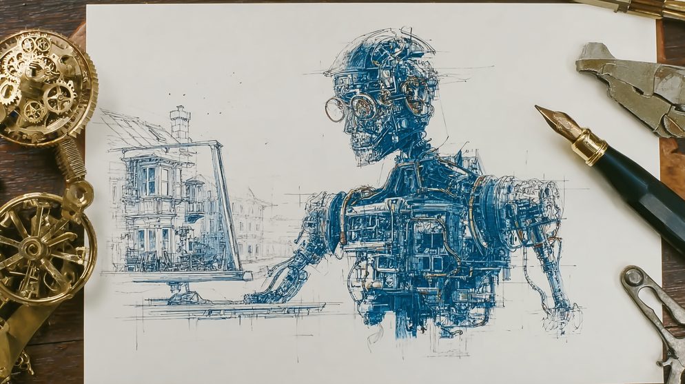 Illustration: A programmer building alone in a dark isolated room.