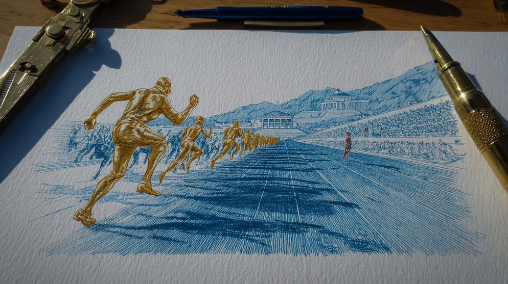 Illustration: A race track stretching into the distance.