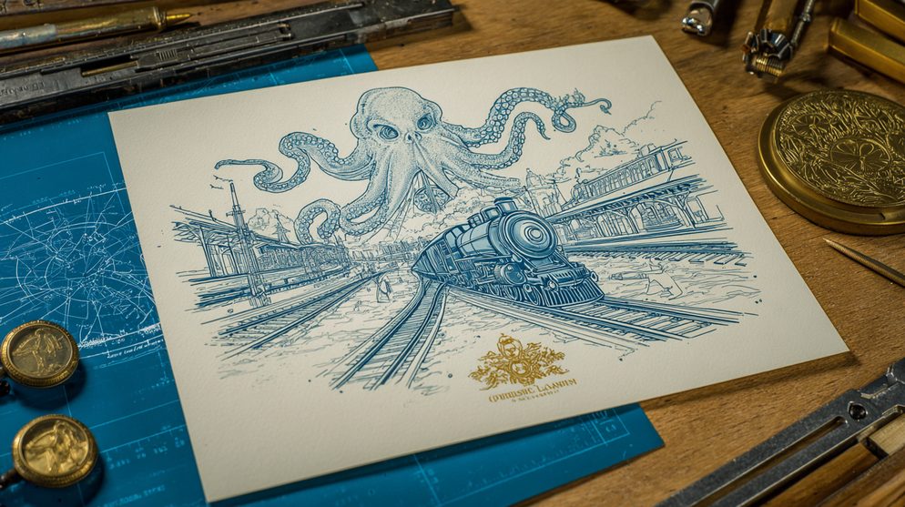 Illustration: A railroad junction where tracks split in two directions.