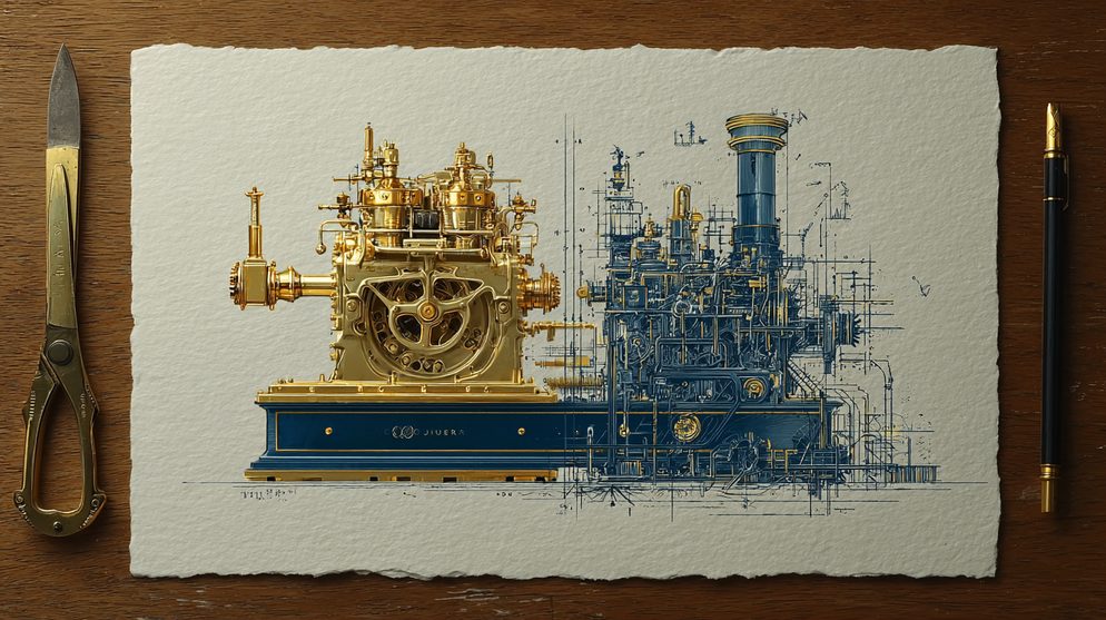 Illustration: A split mechanical display.