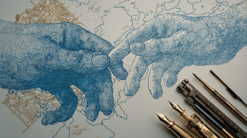 Illustration: Two hands, one deep blue grasping inward toward the self.