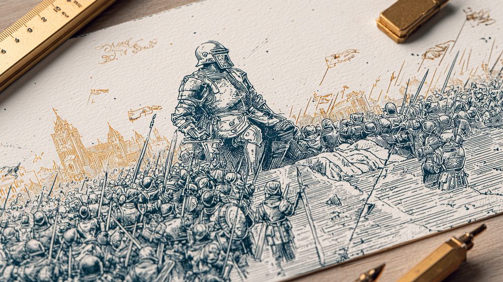 Illustration: A vast muddy battlefield stretching to the horizon.