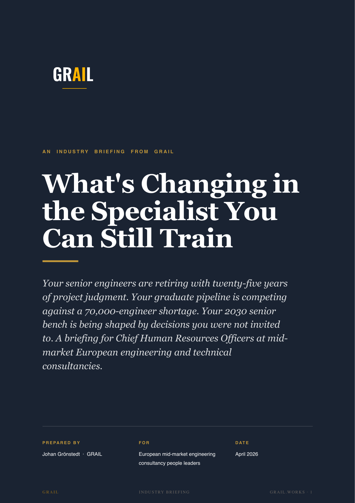GRAIL industry briefing on AI in engineering and technical consulting for CHROs.