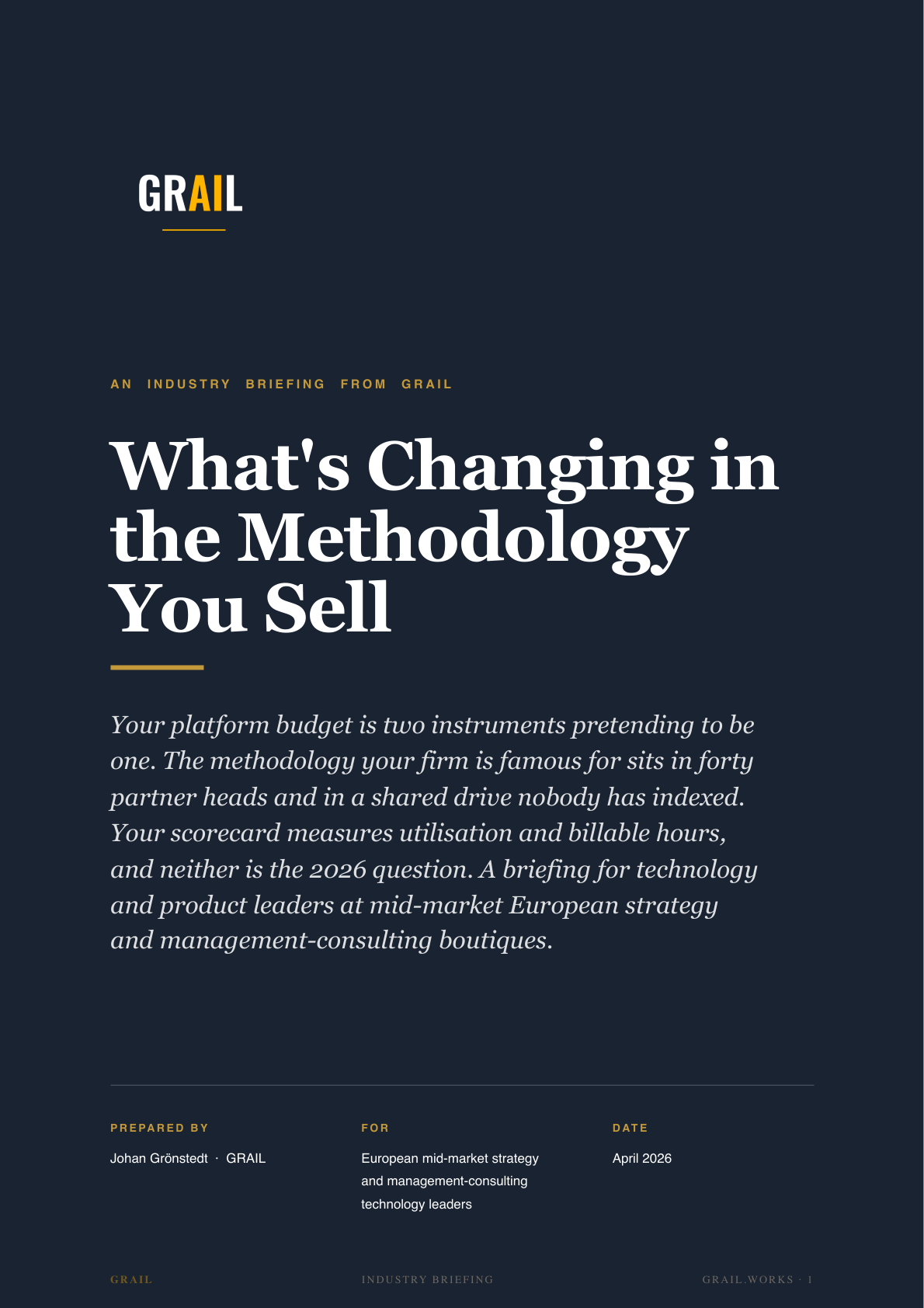 GRAIL industry briefing on AI in strategy and management consulting boutiques for CPTOs.